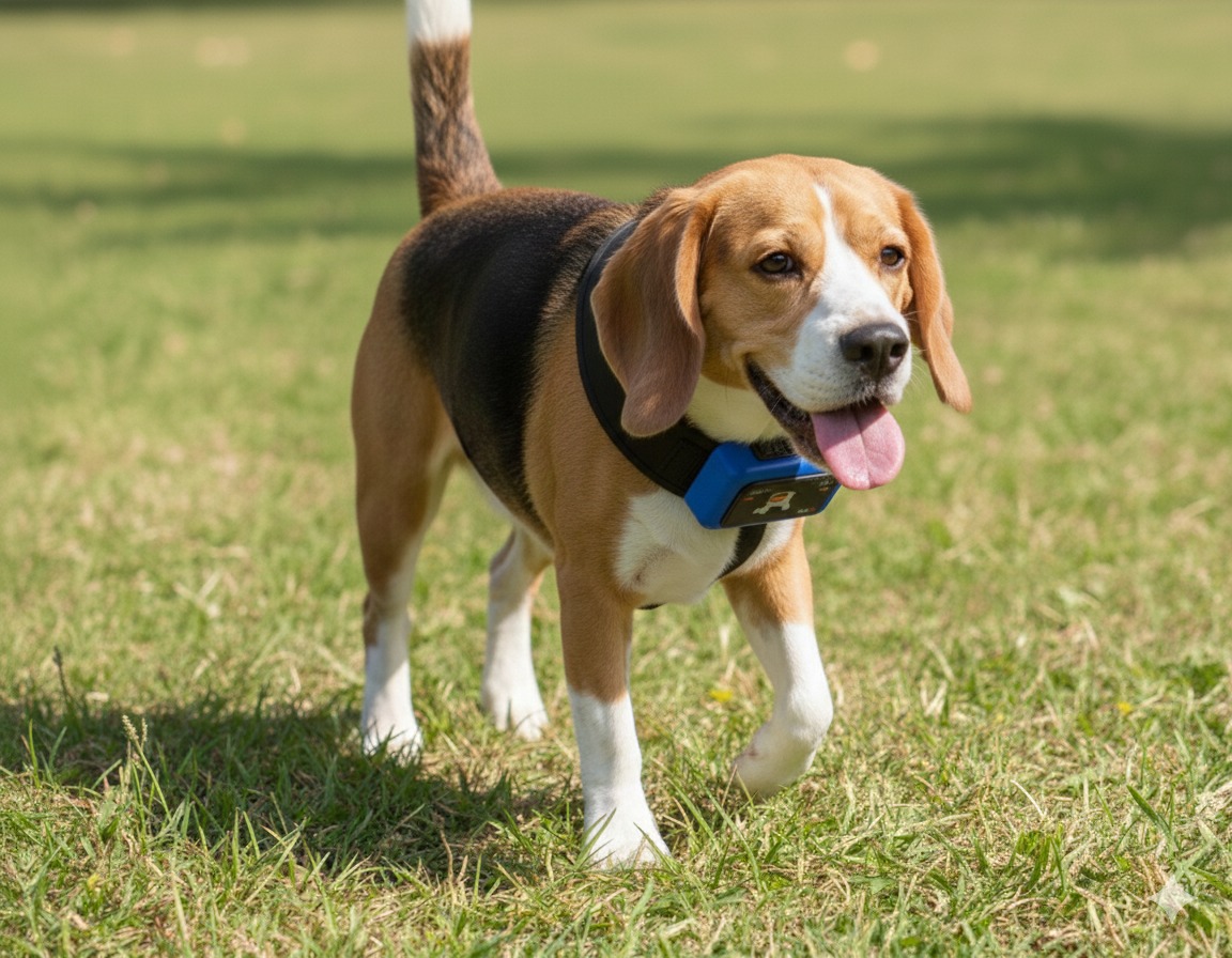 Dog wearing Tail Tracker